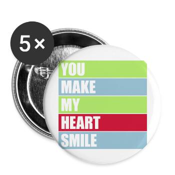make my heart smile - Buttons groß 56 mm (5er Pack) - Weiß - Vorne
