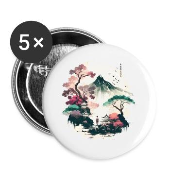 Rote Sonne - Buttons groß 56 mm (5er Pack) - Weiß - Vorne
