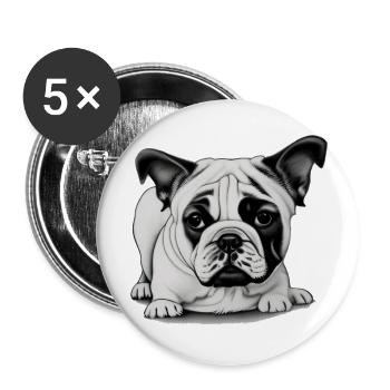 Bulldog Français Chien anglais 6 - Lot de 5 grands badges (56 mm) - blanc - Devant