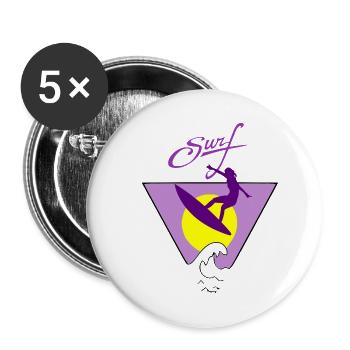 Surf - Lot de 5 grands badges (56 mm) - blanc - Devant