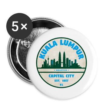 KL Skyline Vintage Emblem - Buttons large 2.2''/56 mm (5-pack) - white - Front