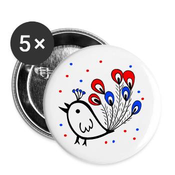 Karneval, Fasching, Spatz - Buttons groß 56 mm (5er Pack) - Weiß - Vorne