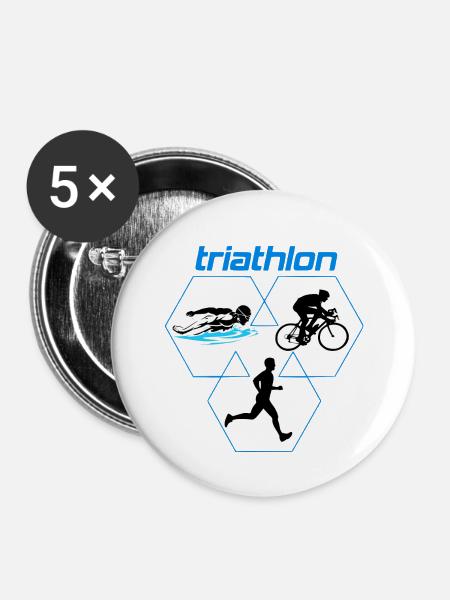 Triathlon - Buttons groß 56 mm (5er Pack) - Weiß