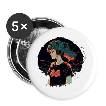 Girl - Buttons large 2.2''/56 mm (5-pack) - white - Front