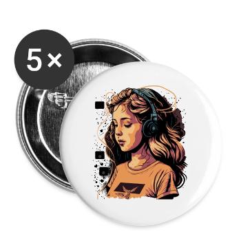 Kawaii - Buttons large 2.2''/56 mm (5-pack) - white - Front