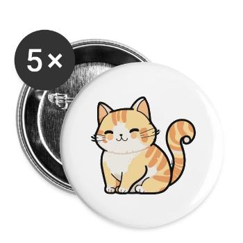 Illustration Comic Cute Kawaiikleines Kitten Katze - Buttons groß 56 mm (5er Pack) - Weiß - Vorne