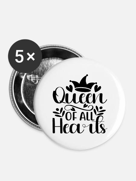 Queen Of All Hearts - Buttons groß 56 mm (5er Pack) - Weiß