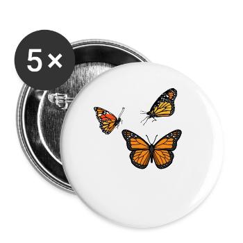Gruppe von Schmetterlingen - Buttons groß 56 mm (5er Pack) - Weiß - Vorne