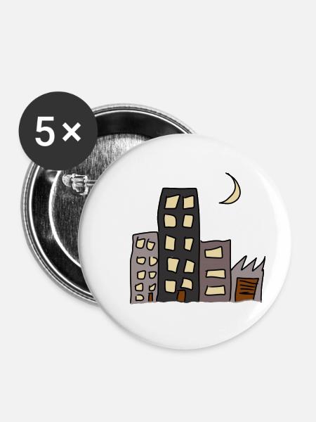 City Night - Buttons groß 56 mm (5er Pack) - Weiß