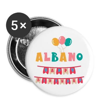 T-shirt Albano joyeux anniversaire joyeux anniversaire - Lot de 5 grands badges (56 mm) - blanc - Devant