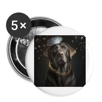 CptnBruno dog with new years eve decoration - Buttons groß 56 mm (5er Pack) - Weiß - Vorne