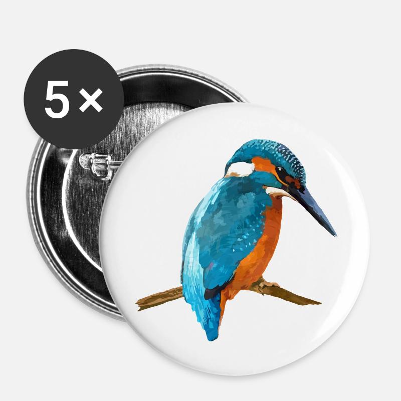 Vogel - Buttons groß 56 mm (5er Pack) - Weiß