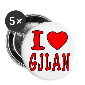 Gjlan, Kosova, Prishtina, Prizreni, Kuq e zi - Buttons large 2.2''/56 mm (5-pack) - white - Front