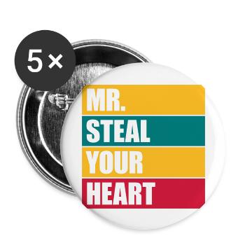 Monsieur vole votre cœur - Lot de 5 grands badges (56 mm) - blanc - Devant