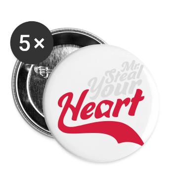 Monsieur vole votre cœur - Lot de 5 grands badges (56 mm) - blanc - Devant