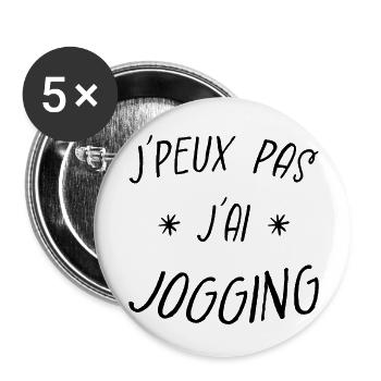 j'peux pas j'ai jogging - Lot de 5 grands badges (56 mm) - blanc - Devant