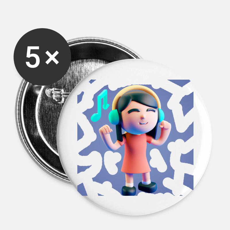 FUNNY MUSIC ILLUSTRATION 7 - Buttons large 2.2''/56 mm (5-pack) - white