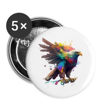 Regenbogen Adler ∞ Rainbow Eagle ∞ vauART - Buttons groß 56 mm (5er Pack) - Weiß - Vorne