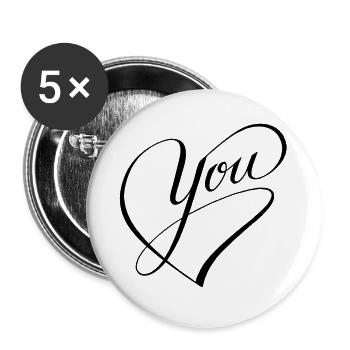 i love you herz heart ich liebe dich - Buttons groß 56 mm (5er Pack) - Weiß - Vorne