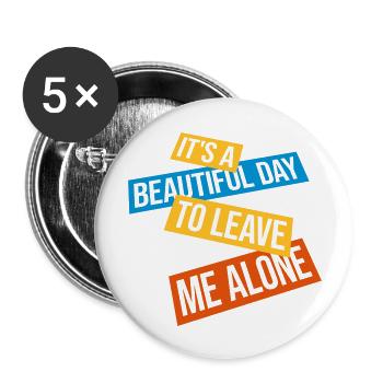 leave me alone day - Buttons large 2.2''/56 mm (5-pack) - white - Front