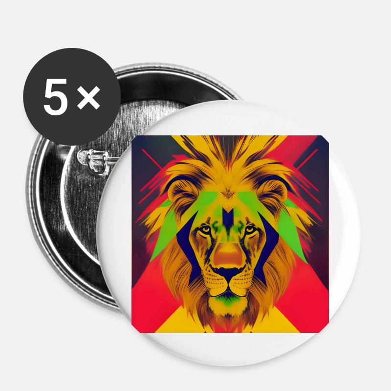 Lion - Buttons large 2.2''/56 mm (5-pack) - white