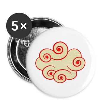 japanische prints, verschnörkeltes Wolkenmuster - Buttons groß 56 mm (5er Pack) - Weiß - Vorne