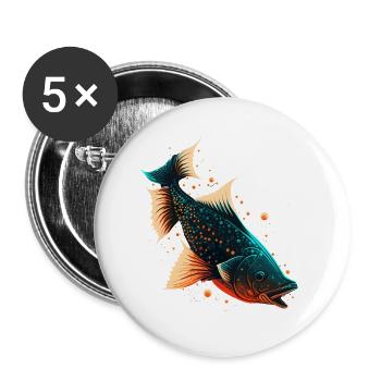 Fisch Liebe - Buttons groß 56 mm (5er Pack) - Weiß - Vorne