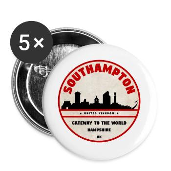 Southampton Gateway City Patch - Buttons groß 56 mm (5er Pack) - Weiß - Vorne