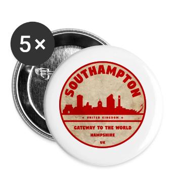 Southampton Skyline Abzeichen - Buttons groß 56 mm (5er Pack) - Weiß - Vorne