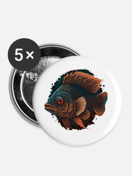 Tiefseefisch-Illustration - Buttons groß 56 mm (5er Pack) - Weiß