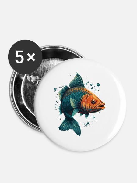 Hecht - Buttons groß 56 mm (5er Pack) - Weiß