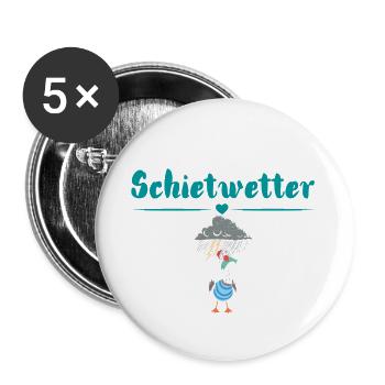 Schietwetter Möwe. Maritime Kleidung - Buttons groß 56 mm (5er Pack) - Weiß - Vorne