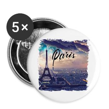 Paris Eiffel Tower Casual Style - Buttons large 2.2''/56 mm (5-pack) - white - Front