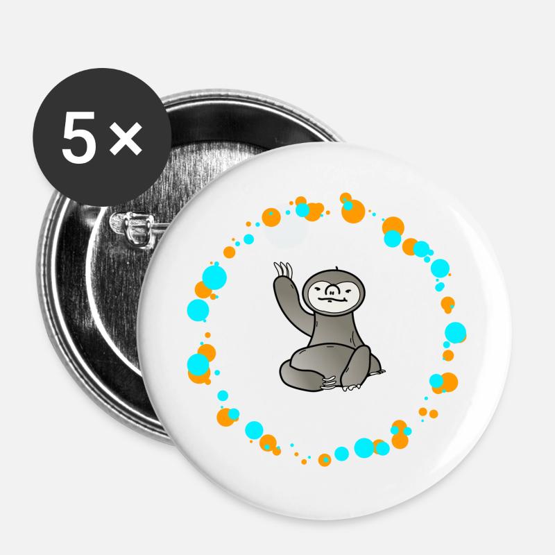 Sloth - Buttons large 2.2''/56 mm (5-pack) - white