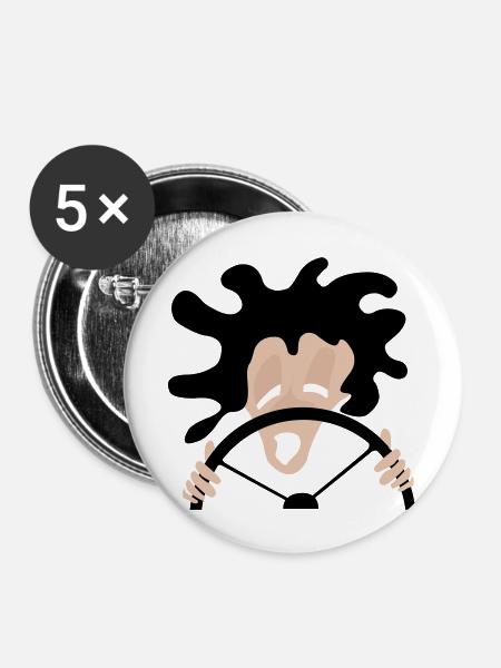 Fahrer - Buttons groß 56 mm (5er Pack) - Weiß