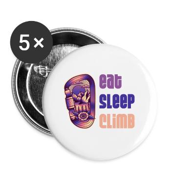 Eat sleep climb passion grimpe escalade montagnard - Lot de 5 grands badges (56 mm) - blanc - Devant