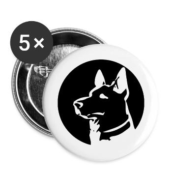 Hund Chien - Lot de 5 grands badges (56 mm) - blanc - Devant