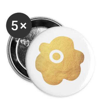 Yoga Flower Blume Gold Symbol Blüte abstrakt Fan - Buttons groß 56 mm (5er Pack) - Weiß - Vorne