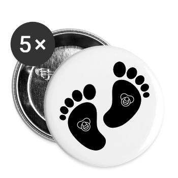 Pieds de bébé avec design tétine - idée cadeau sucrée - Lot de 5 grands badges (56 mm) - blanc - Devant