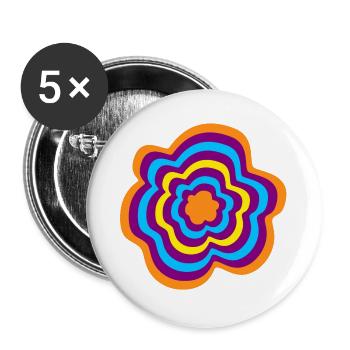 Rings Stripes Flower Yoga Meditation om - Buttons large 2.2''/56 mm (5-pack) - white - Front