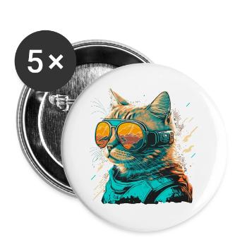 Sand Cat - Buttons large 2.2''/56 mm (5-pack) - white - Front