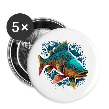 River Fish - Buttons large 2.2''/56 mm (5-pack) - white - Front