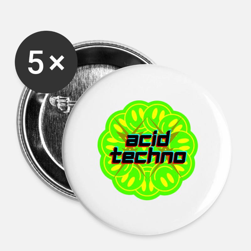 Acid Techno - Buttons large 2.2''/56 mm (5-pack) - white