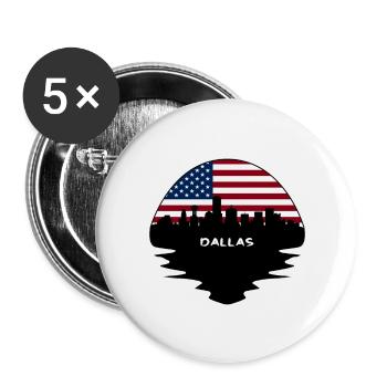 Dallas Texas États-Unis Flag Skyline Silhouette Voyage - Lot de 5 grands badges (56 mm) - blanc - Devant