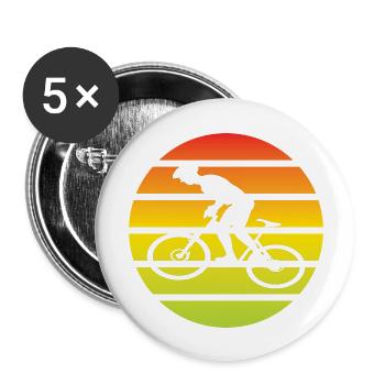 Fahrrad Radeln Mountainbike Radfahren Fahrradtour - Buttons groß 56 mm (5er Pack) - Weiß - Vorne