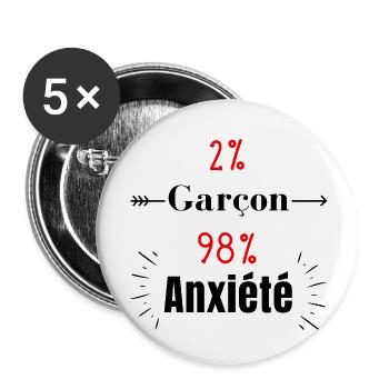 garçon anxieux - Lot de 5 grands badges (56 mm) - blanc - Devant