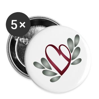 romantique symbole du cœur de la Saint-Valentin avec des feuilles - Lot de 5 grands badges (56 mm) - blanc - Devant