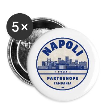 Napoli Skyline Vintage Badge - Buttons large 2.2''/56 mm (5-pack) - white - Front