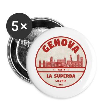 Panorama de la ville ancienne de Genoa Italia - Lot de 5 grands badges (56 mm) - blanc - Devant