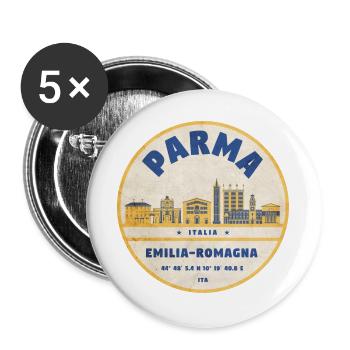 Parma Skyline Emilia Romagna Sticker - Buttons groß 56 mm (5er Pack) - Weiß - Vorne